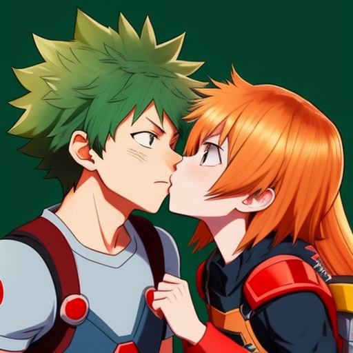 ai image creator: anime Deku kisses Bakugo