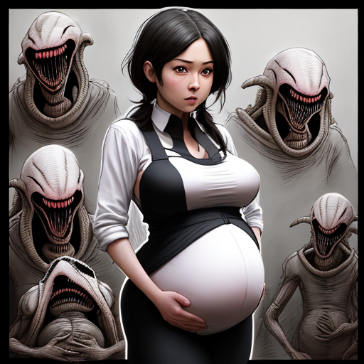 Ai Photo Anime Girl With Bib Boobs Pregnant With Xenomorphs