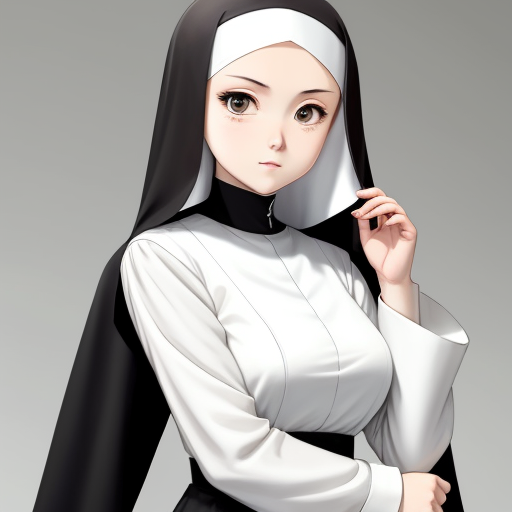 Pixel image converter: Anime nun wearing white and grabbing