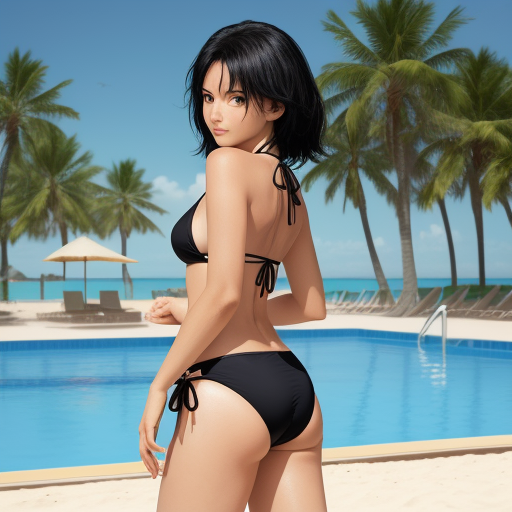 Best Ai Image Editor Grabbing Standing Leg Bikini Pool Beach