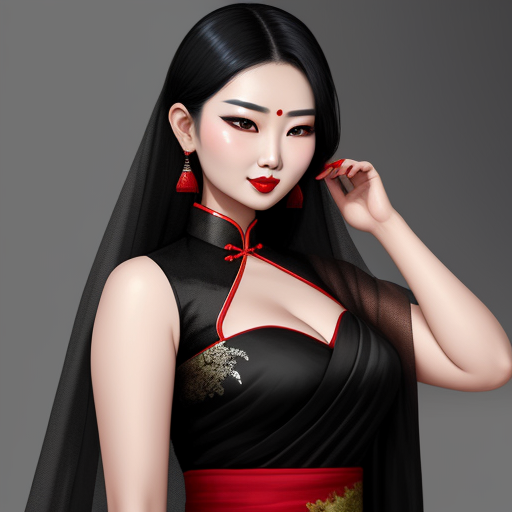 Ai Art Generator From Text Big Boobs Chinese Women In Black Saree Thin