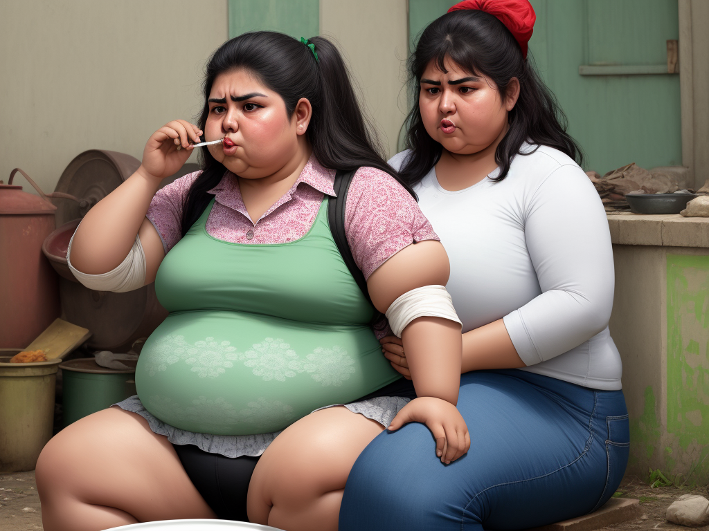 free ai photo editor big obese mexican woman pooping on the toilet.