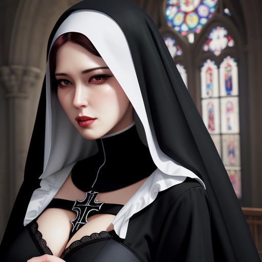 Cartoon Naked Characters Erotic Lingerie Irreverent Nun Praying Church