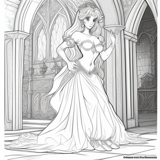 Change Pictures Coloring Page Princess Art Hot Pose In Castle