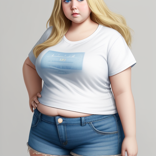 Convert Photo Female Blonde Hair Blue Eyes Fat Belly Fat 