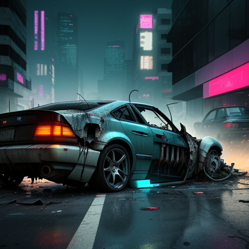 1080p image size Cyberpunk car crash wreck