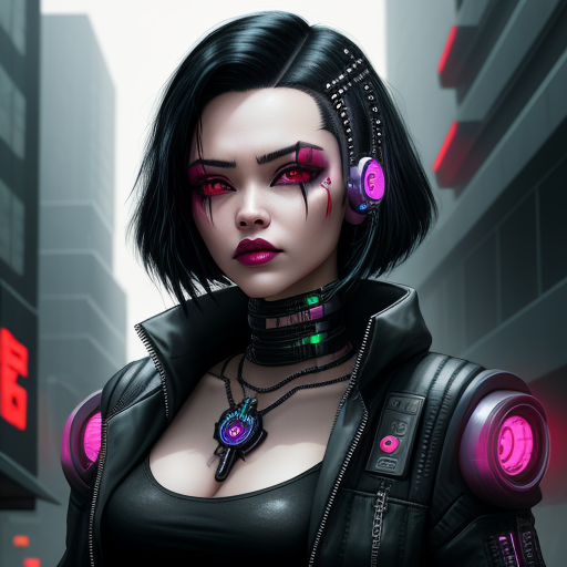 ai image enhance: Cyberpunk girl black hair full body