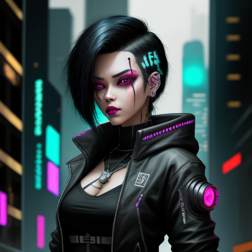 AI Art Generator from Text Cyberpunk girl black hair | Img-converter.com