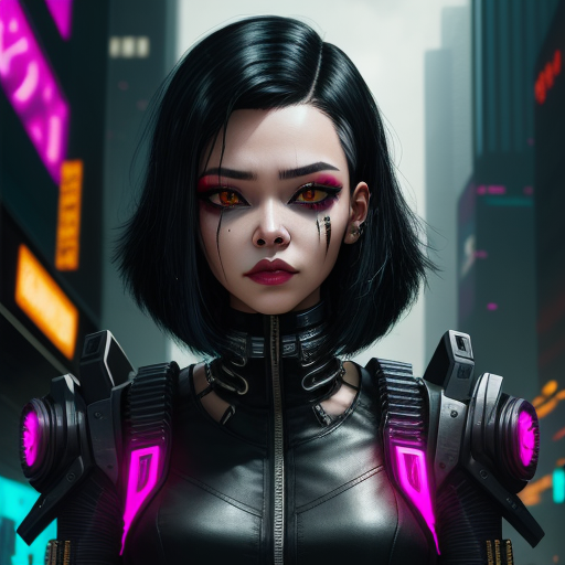 Image converter online: Cyberpunk girl black hair