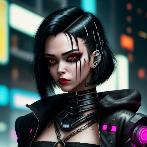 image convert: Cyberpunk girl black hair