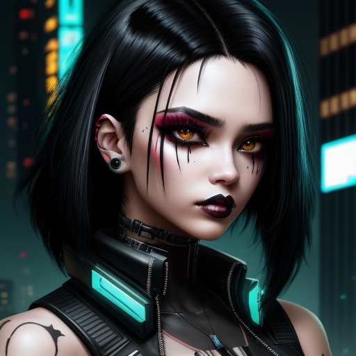 AI Art Generator from Text Cyberpunk girl black hair | Img-converter.com