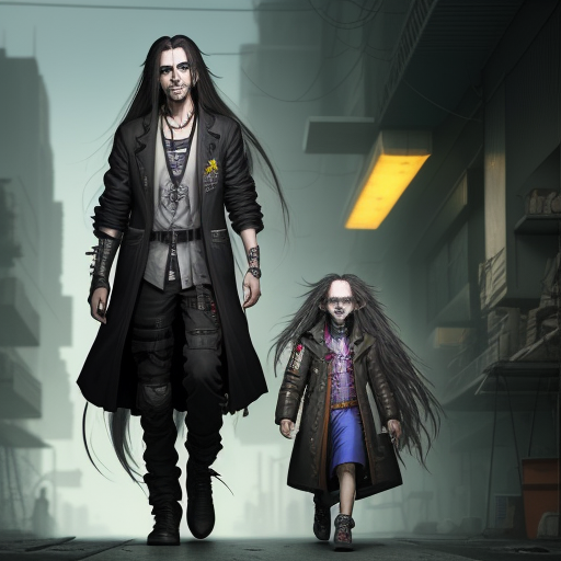 increase resolution of image Cyberpunk medtech man with long ratty