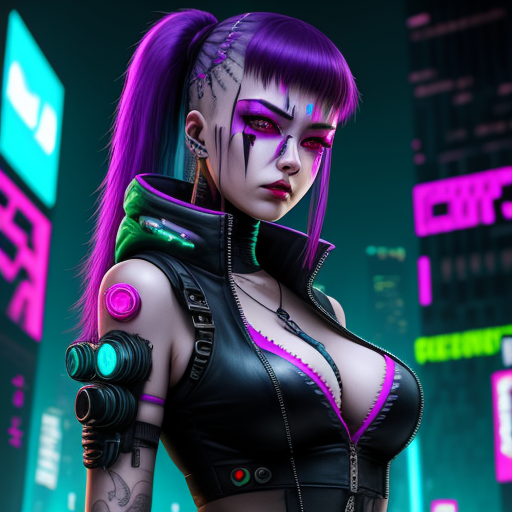 photo in 4k: Cyberpunk woman lewd