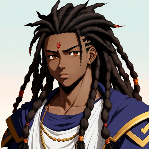 4k quality pictures: dark-skinned anime boy dreadlocks Rome Greek