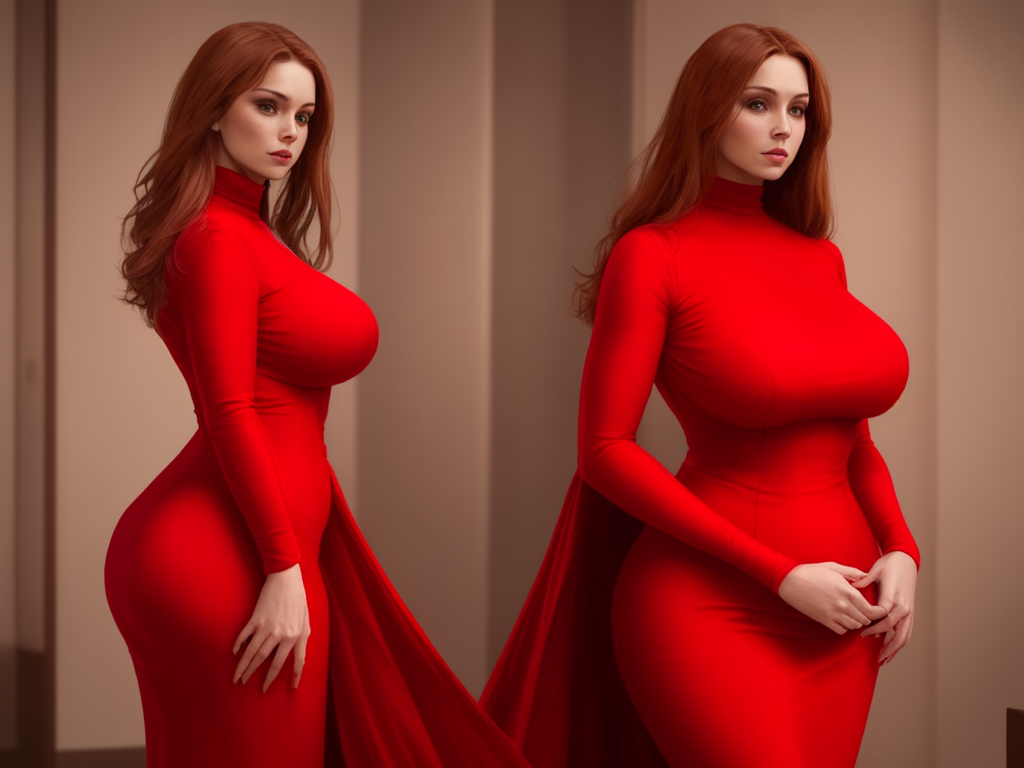 High Res Images Donna Nuda Con Tette Grandi Vestita Di Rosso 7082