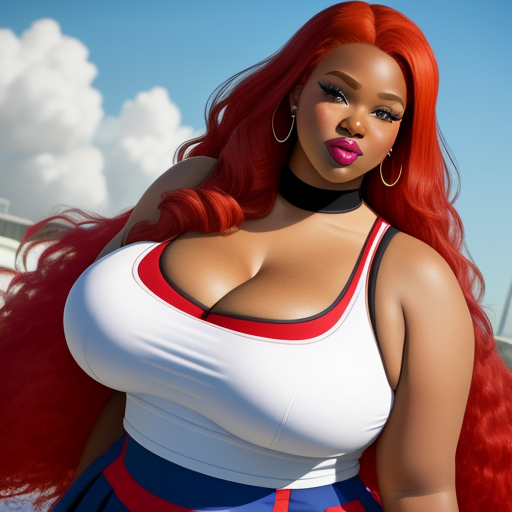 Turn Image 4k Ebony Bbw Mrs Cheerleader Red Hair Giants Tits