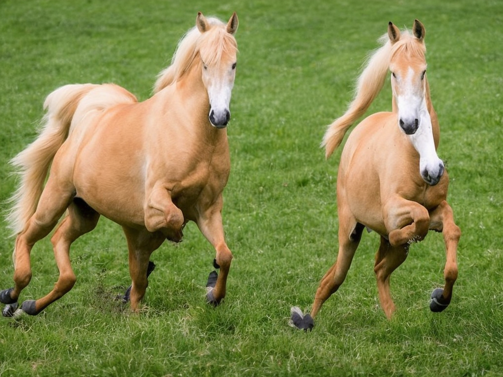 Ai image tools Ein Haflinger Pferd galoppiert auf einer grünen Ai image tools Ein Haflinger Pferd galoppiert auf einer grünen