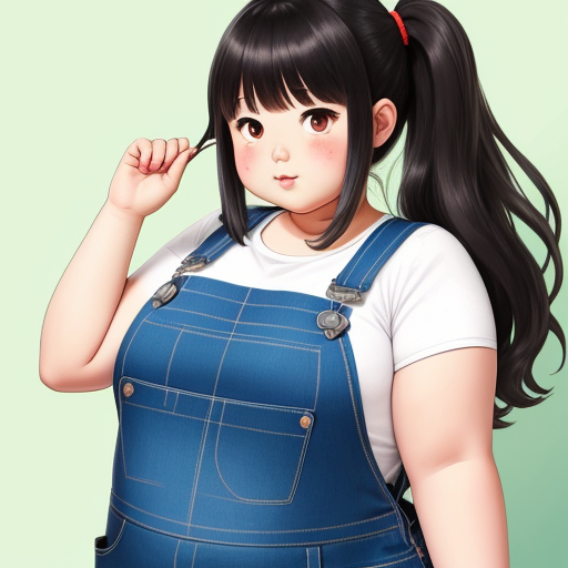 resolution change online: Fat anime girl in overalls