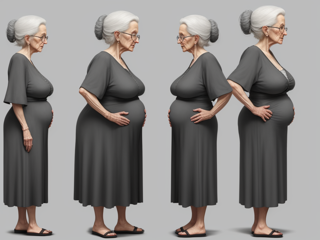 File To Image Heavily Belly Elderly Granny Side View Very