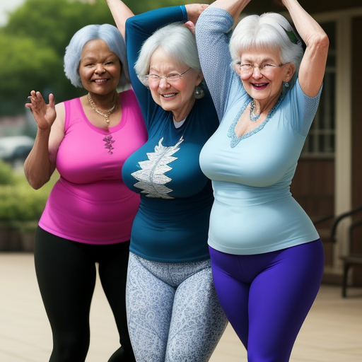 free ai image generator: Big Grannies bending in leggins
