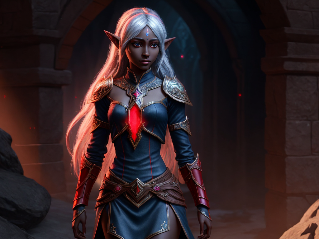 Free Ai Image Generator Cute Female Drow Elf Full Figure Red Tunic 8k   Free Ai Image Generator Cute Female Drow Elf Full Figure Red Tunic 8k Ggzsgs 