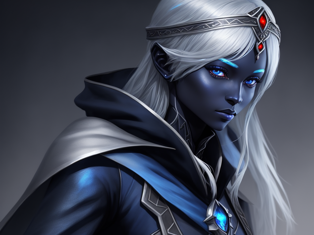 free picture: 1 solo female drow adventurer, full figure,