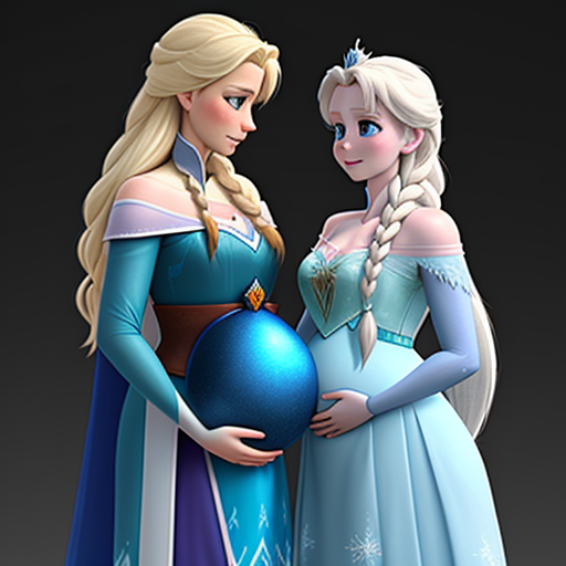 fix low resolution photos Frozen movies elsa and anna pregnant, big belly,