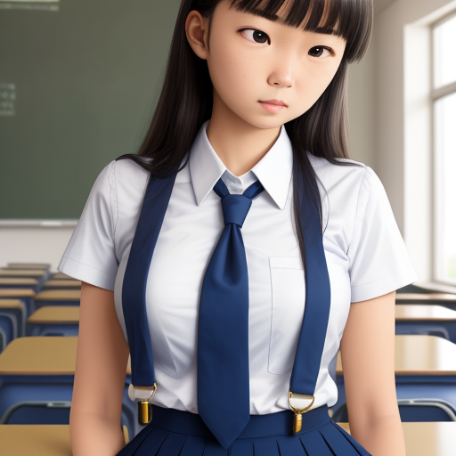 ai photo manipulation: Girl in school uniform tied up