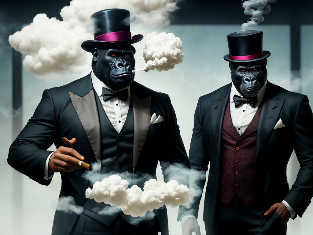 turn image 4k Gorilla Smoking Cigar, in a tailored Suit, with a