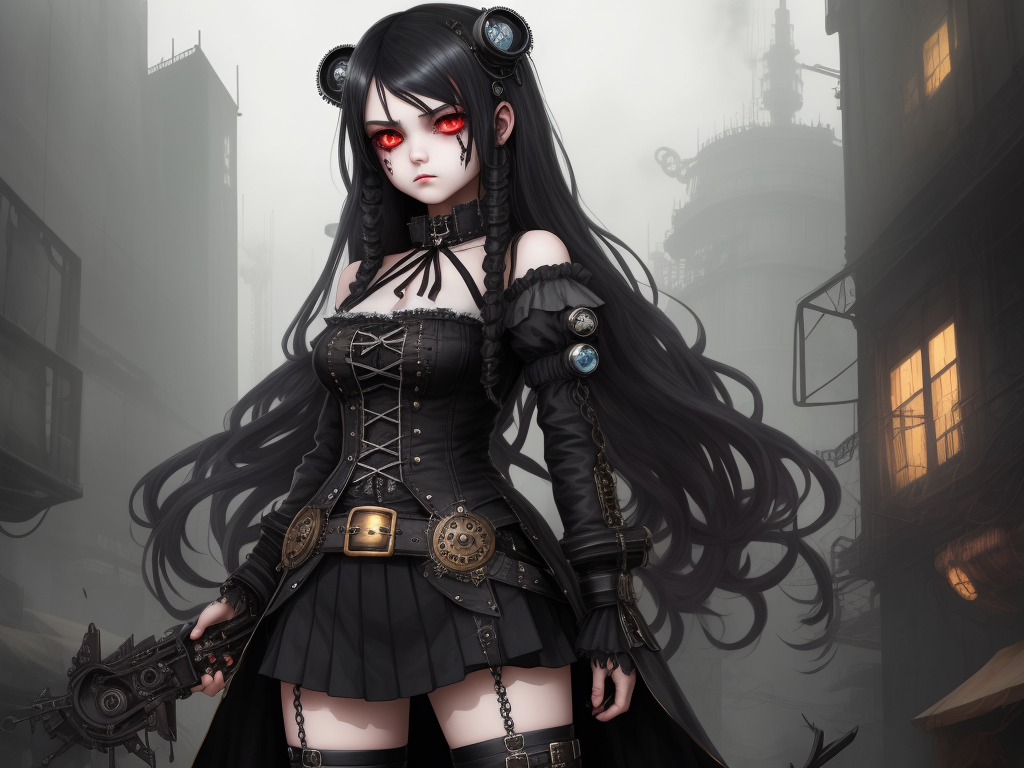 AI Art Generator aus Text gothic loli, long hair, girl, steam punk ...