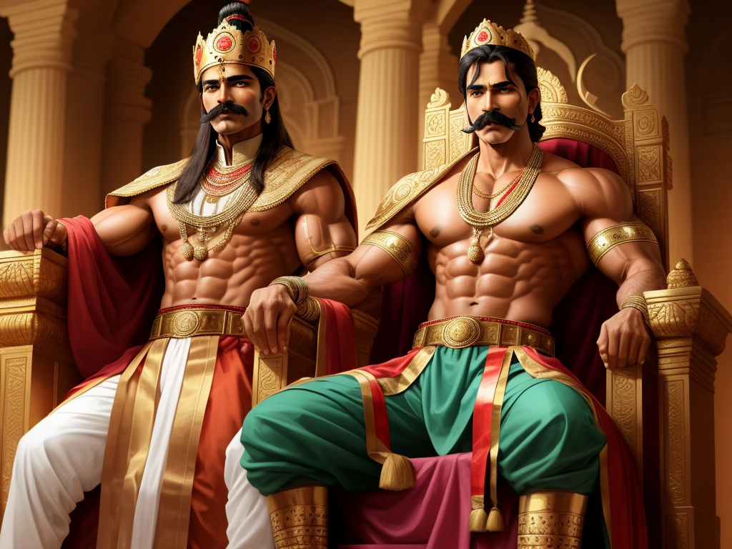 1080p pictures: Handsome Indian king with moustache and muscles