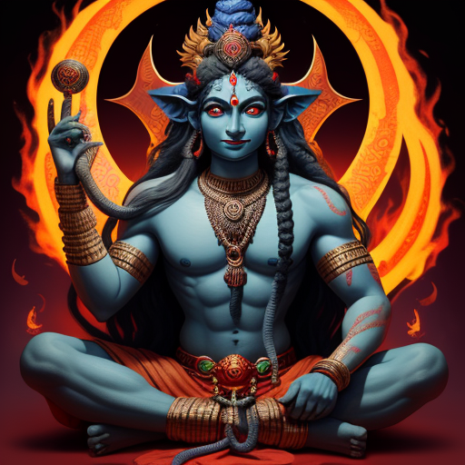 ai image to image: hindu god , loard shiva , three eyes , one eye on