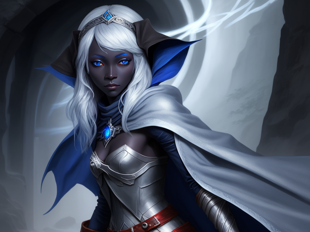 image downscaler: 1 solo female drow adventurer, full figure,