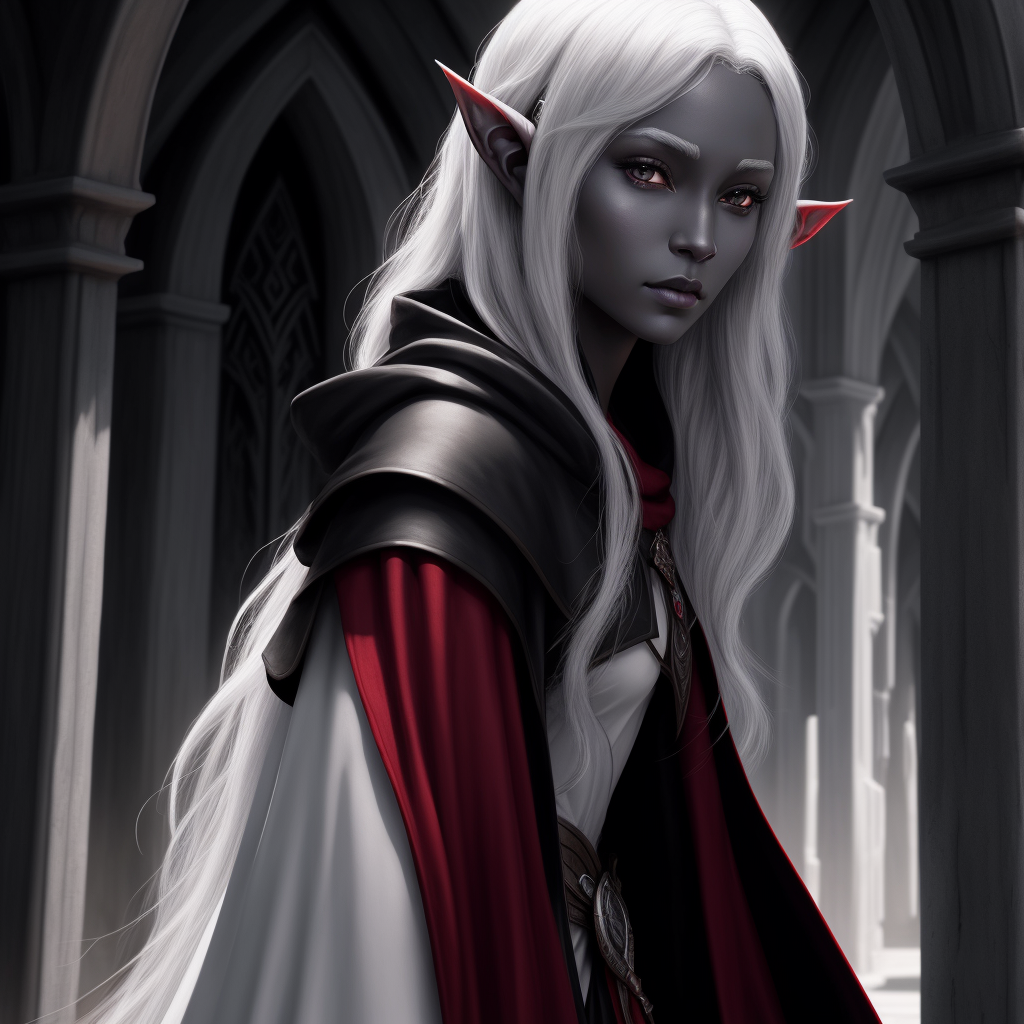 image to ai: 1 solo female drow elf, beautiful face, very