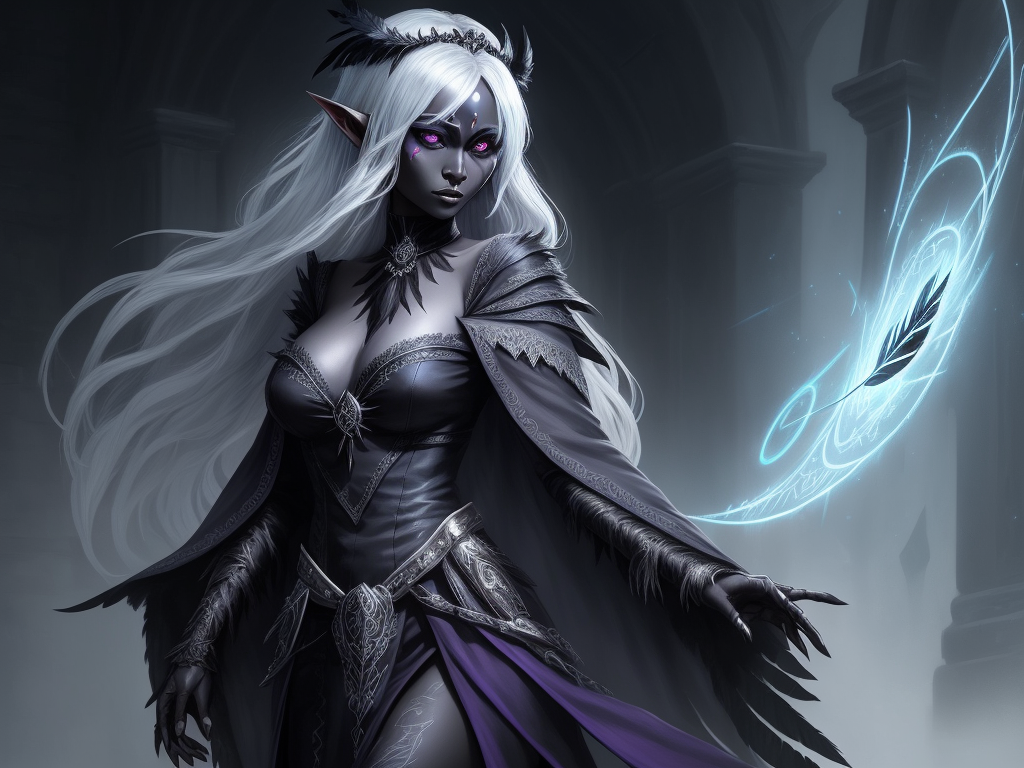 Image To Hd: 1 Solo Female Drow Elf Scholar, Voluptuous,