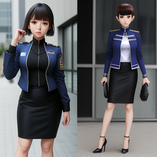 image to text conversion: woman, sci-fi uniform, uniform jacket, uniform