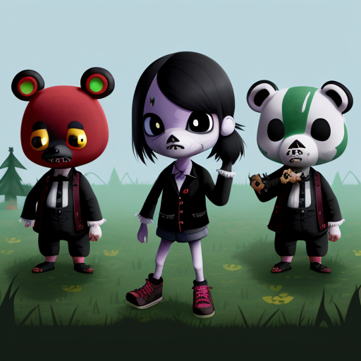 image upscale: The 2024 zombie apocalypse, animalcrossing style,