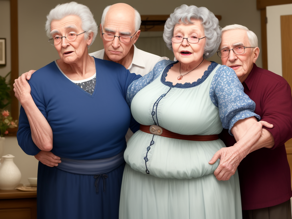 Image Upscaler Granny Showing Her Big Saggy Grandman Touches Her