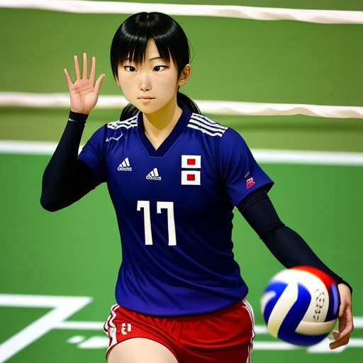 ai high resolution japanese volleyball player with big