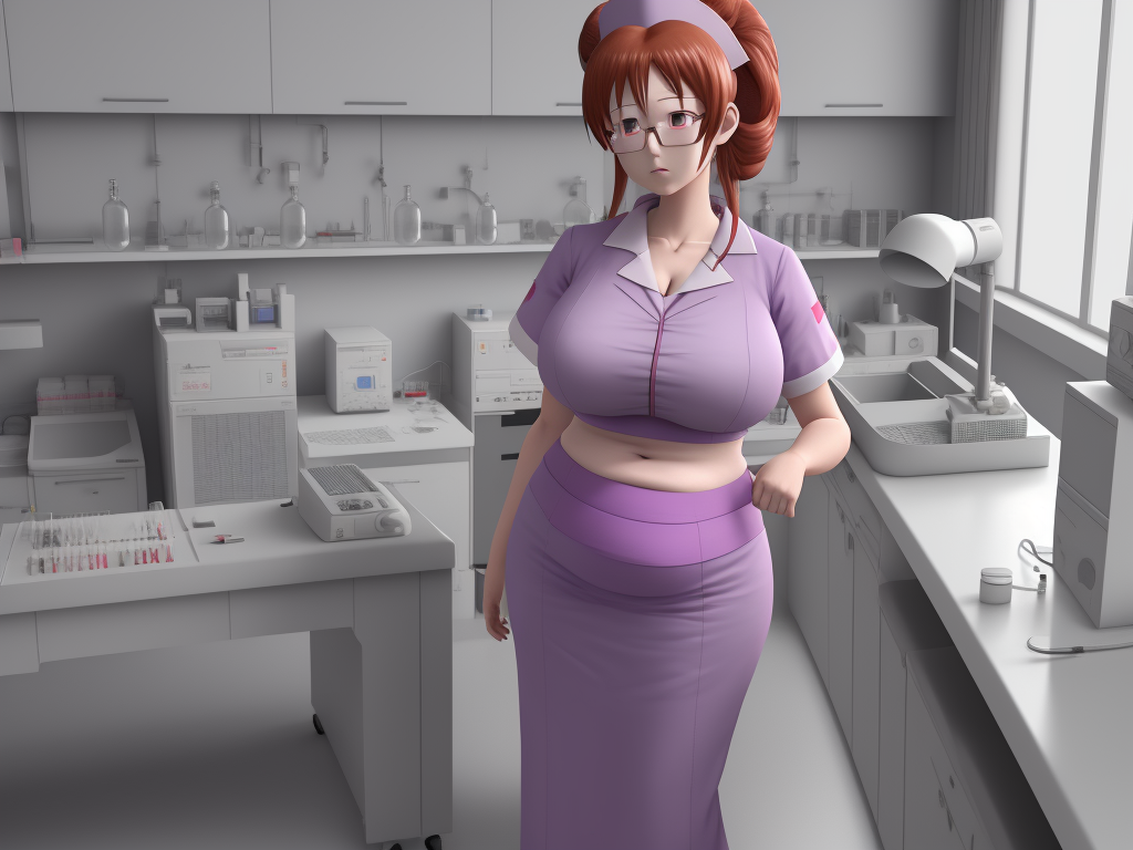 Low Quality Picture Laboratory Room Woman Nurse Her Belly Inflation   Laboratory Room Woman Nurse Her Belly Inflation. Pregnant Kgzqu 