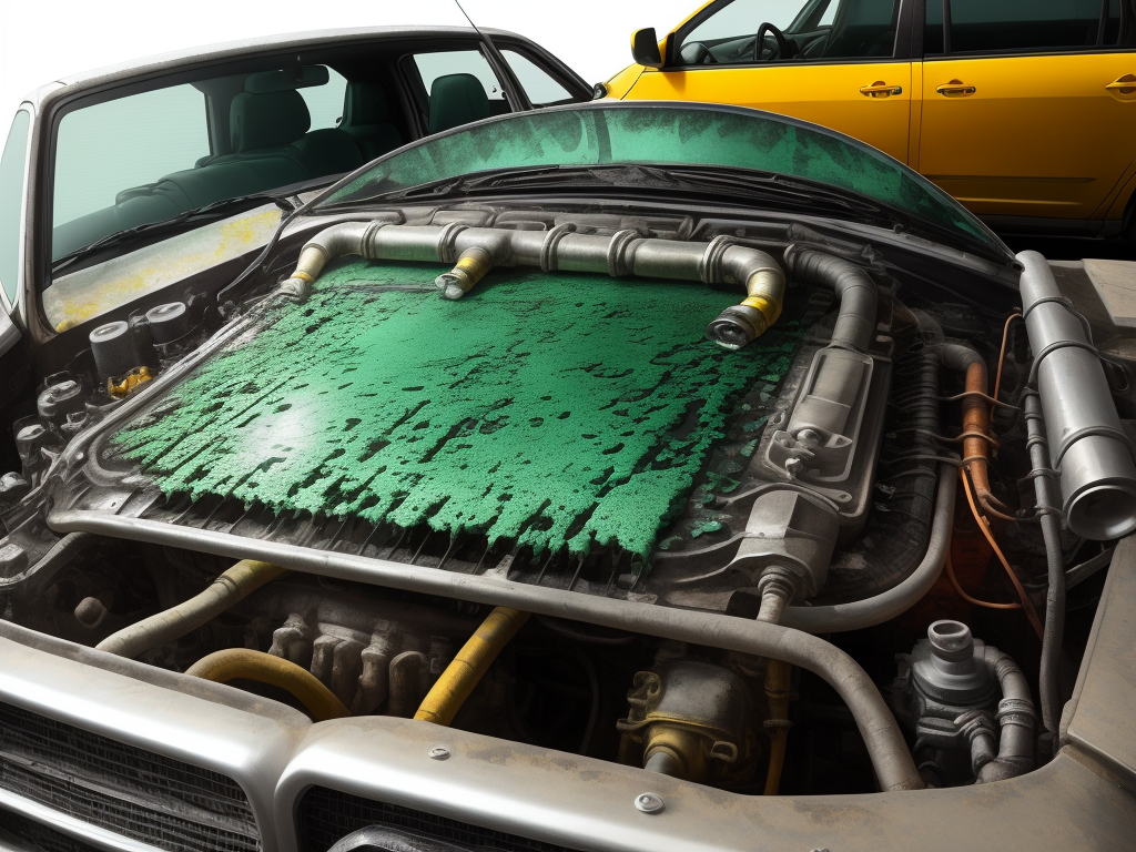 AI Art Generator from Text leaking coolant from car radiator Img