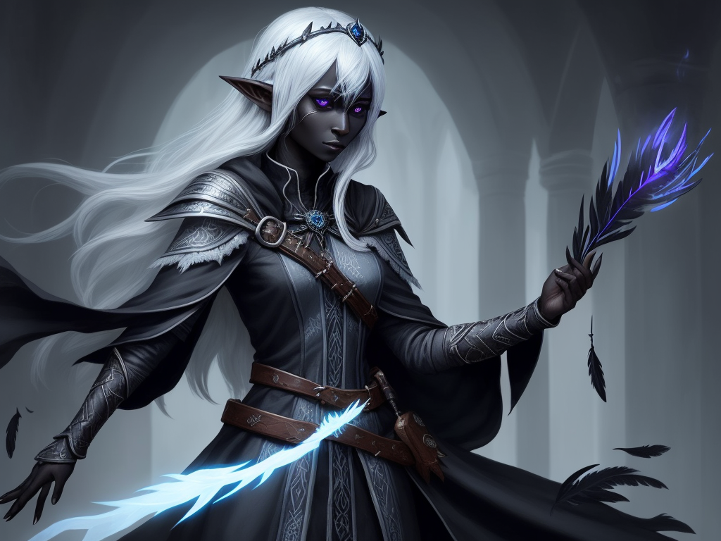 make photo higher quality: 1 solo female drow elf cleric, all alone,