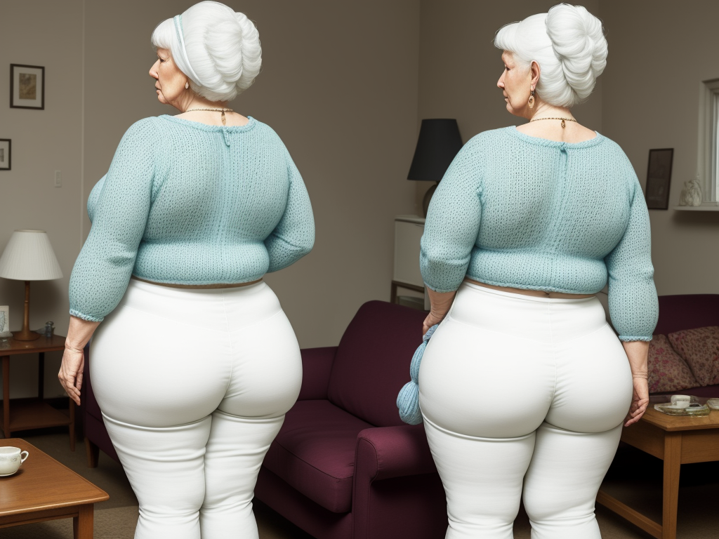 Make Photo Higher Quality White Granny Big Hips Wide Hips Knitting Big