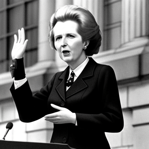 Generador De Arte AI A Partir De Texto Margaret Thatcher Announcing Her   Margaret Thatcher Announcing Her Resignation In London England Sqccg 