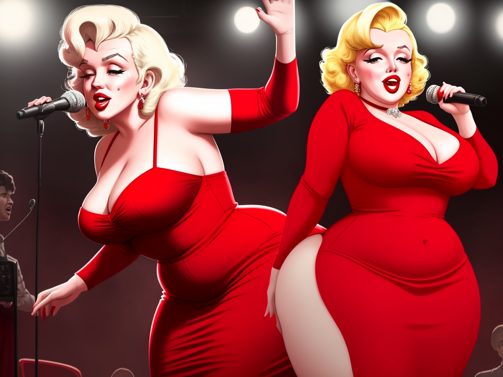 Free photo ai: Marilyn Monroe ssbbw huge ass singing in a red