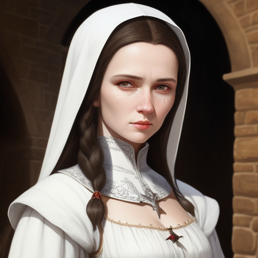 convert image to 4k resolution: medieval busty girl white bra