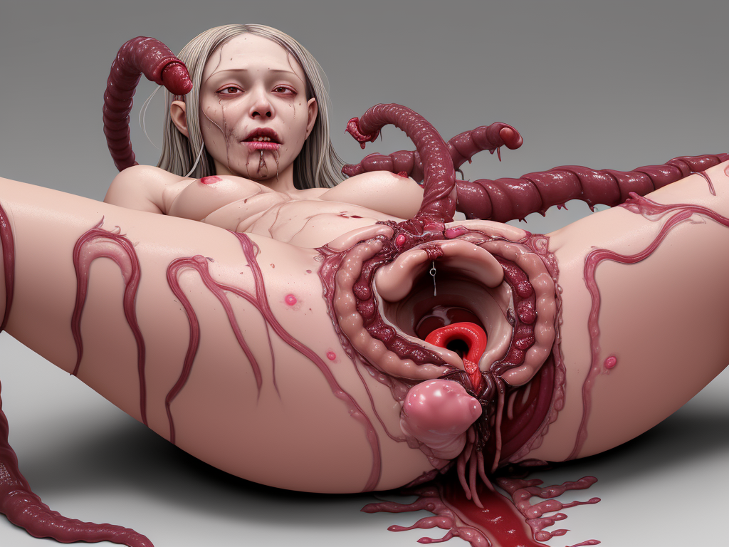 Naked Cartoon Characters Female Woman Sick Autopsy Viscera Guts Intestines