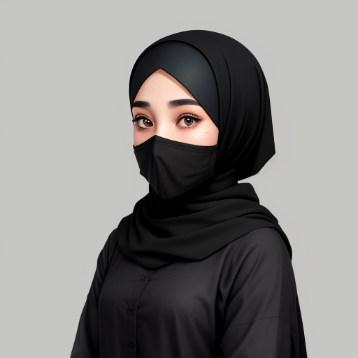 Generator Seni Ai Dari Teks Naked Female Only Wearing Black Hijab With Medium Img Converter Com
