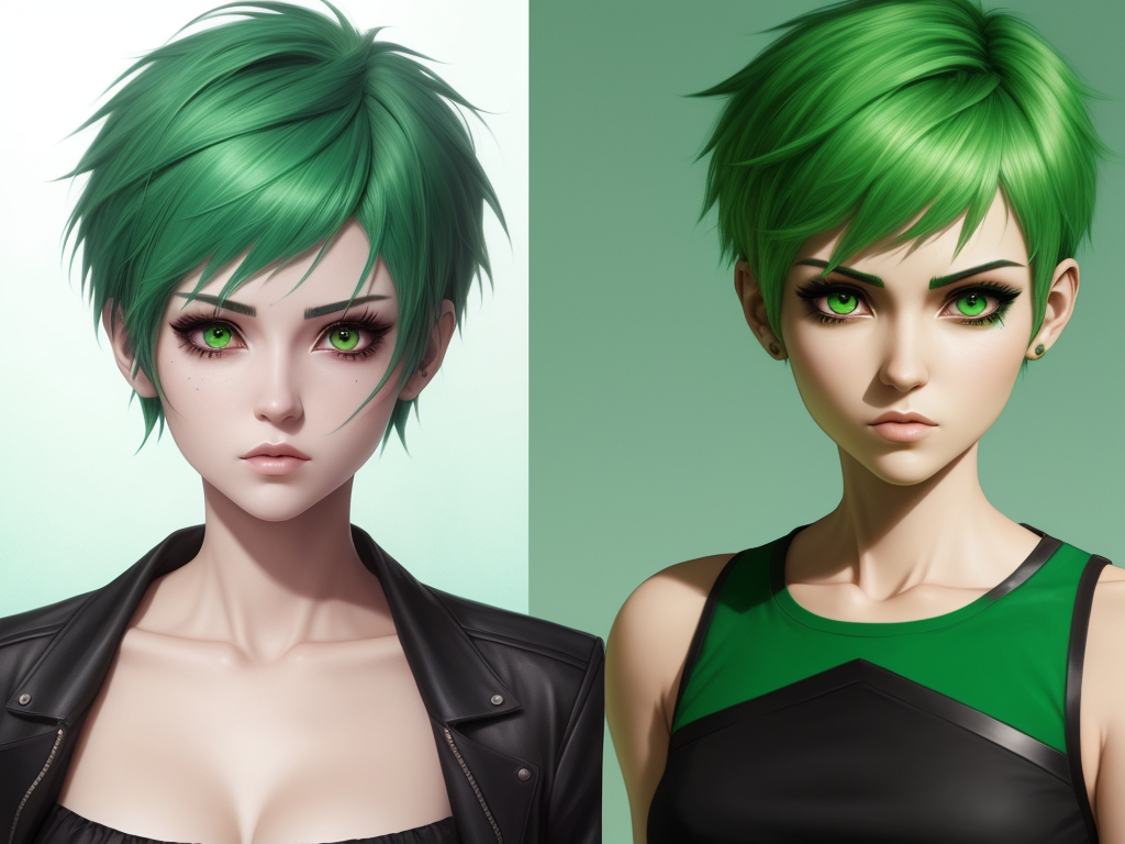 Generator Seni Ai Dari Teks Naked Woman Nsfw Green Hair Pixie Cut My