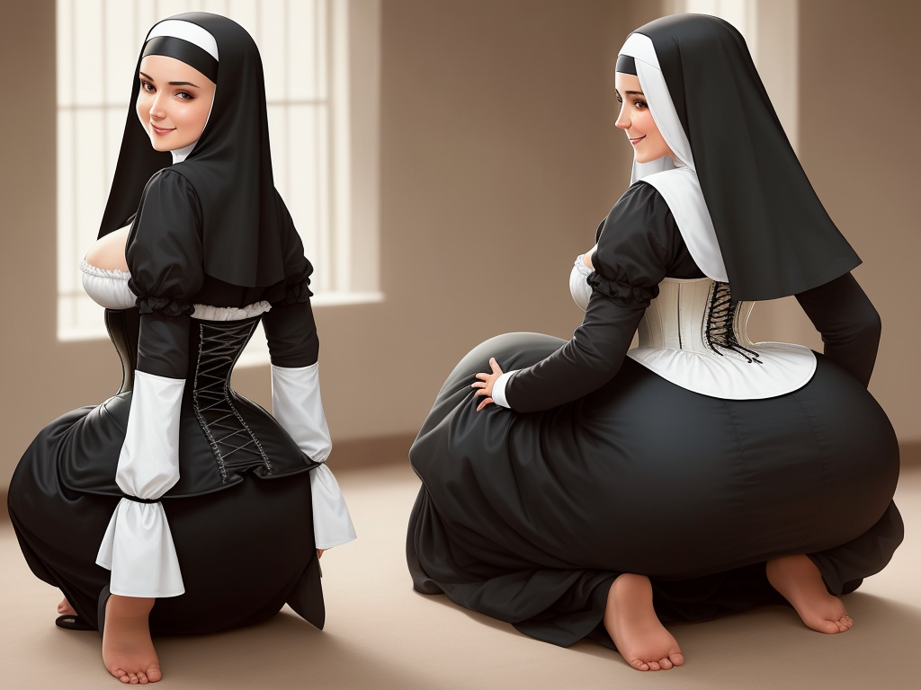 hi-res images: nun with huge ass and gigantic tits in corset,